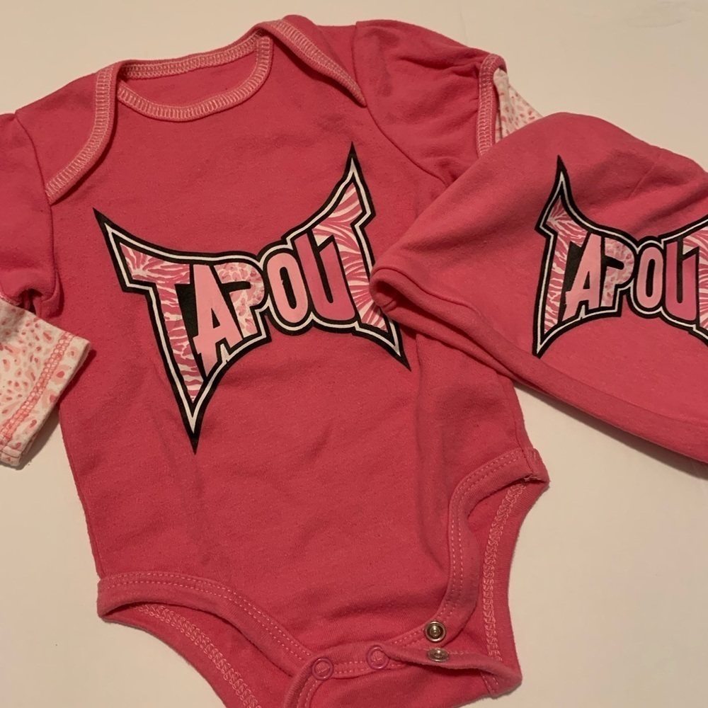 Baby Girls Tap Out Onesie and Hat 3-6 Months